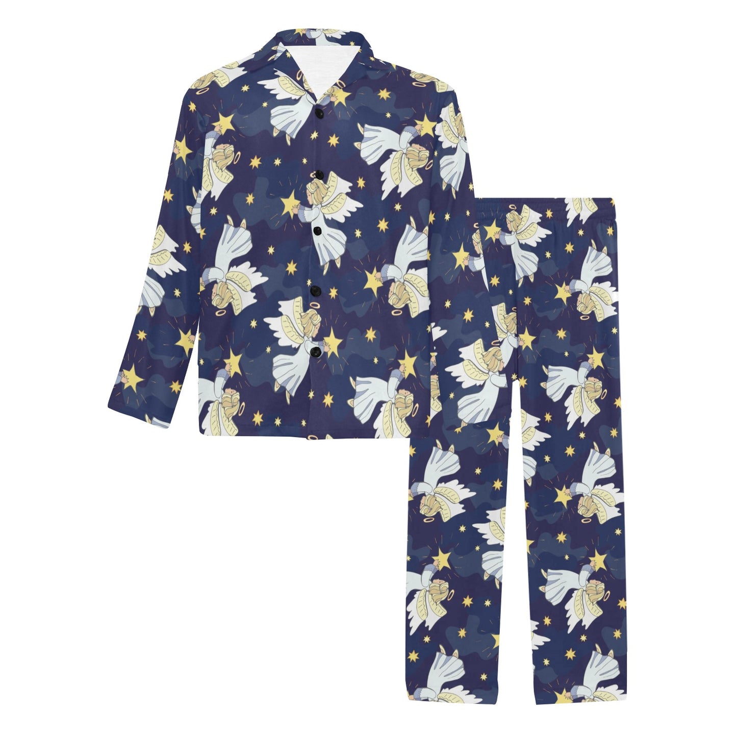 Angel Pattern Print Design 06 Men's Long Pajama Set