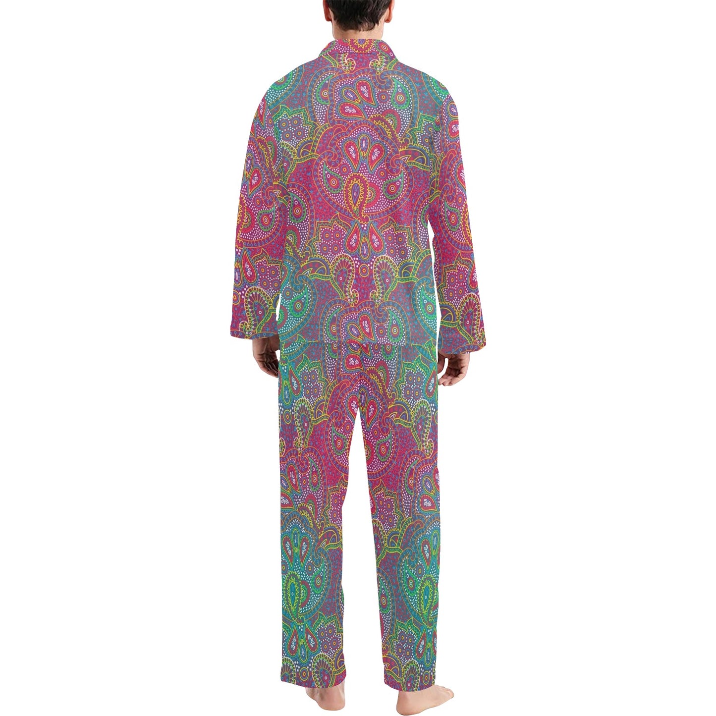 Boho Pattern Print Design 02 Men's Long Pajama Set