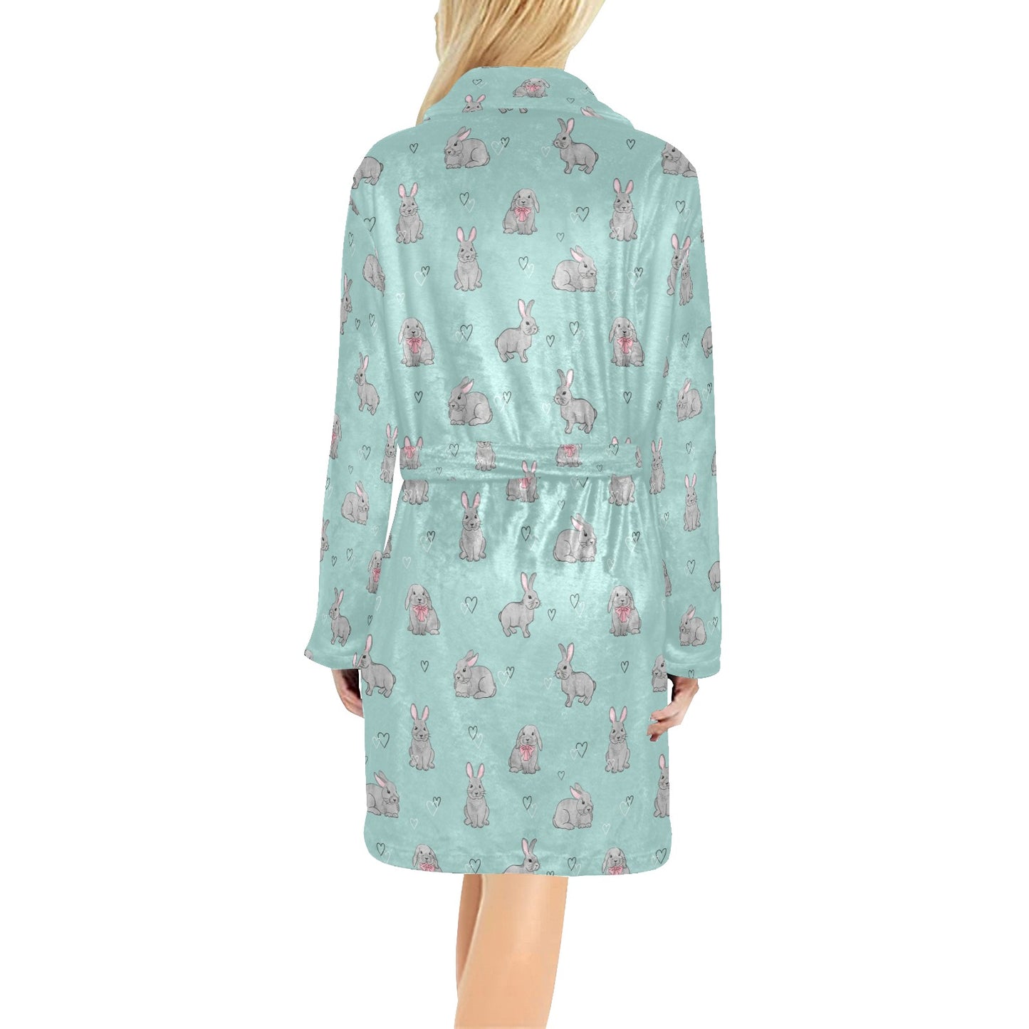 Bunny Pattern Print Design 02 Women's Fleece Robe