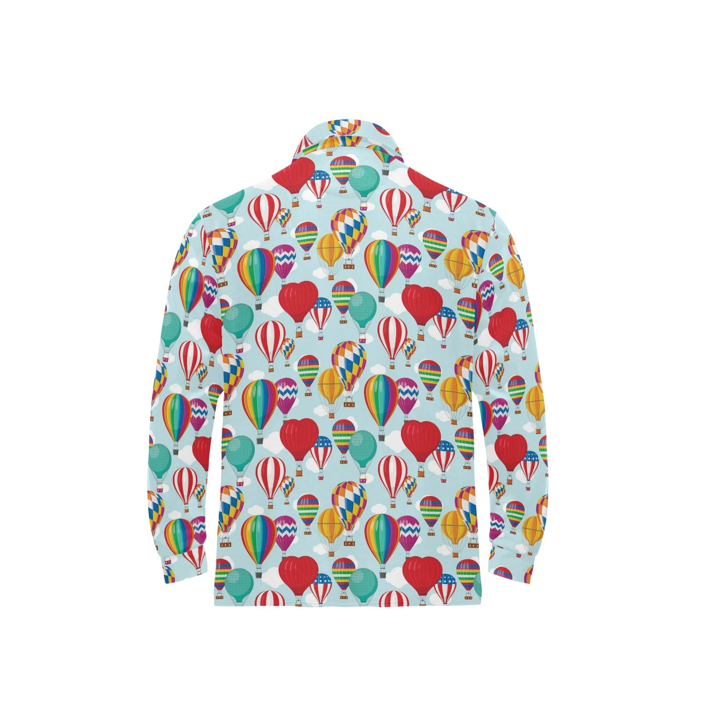 Ballon Pattern Print Design 07 Long Sleeve Polo Shirt For Men's