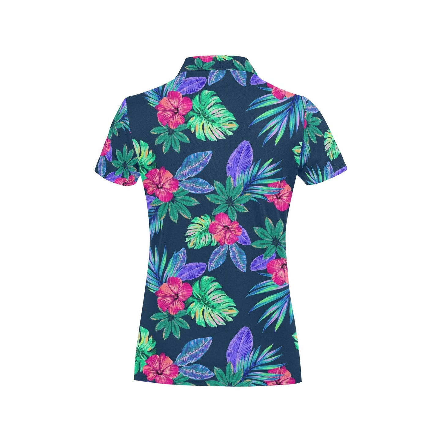Tropical Flower Pattern Print Design TF09 Women's Polo Shirt