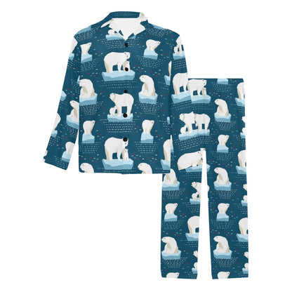 Polar Bear Pattern Print Design PB02 Men's Long Pajama Set
