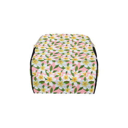 White Plumeria Pattern Print Design PM011 Diaper Bag Backpack