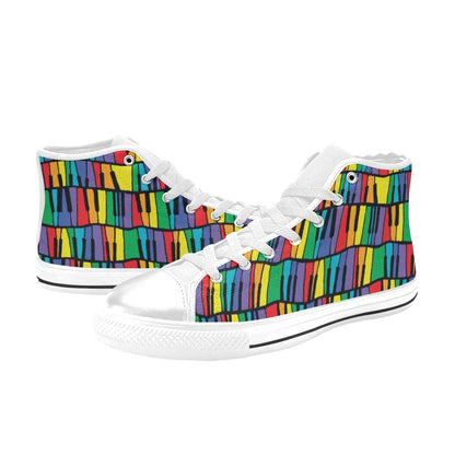 Piano Print Design LKS402 Men's High Top Canvas Shoes