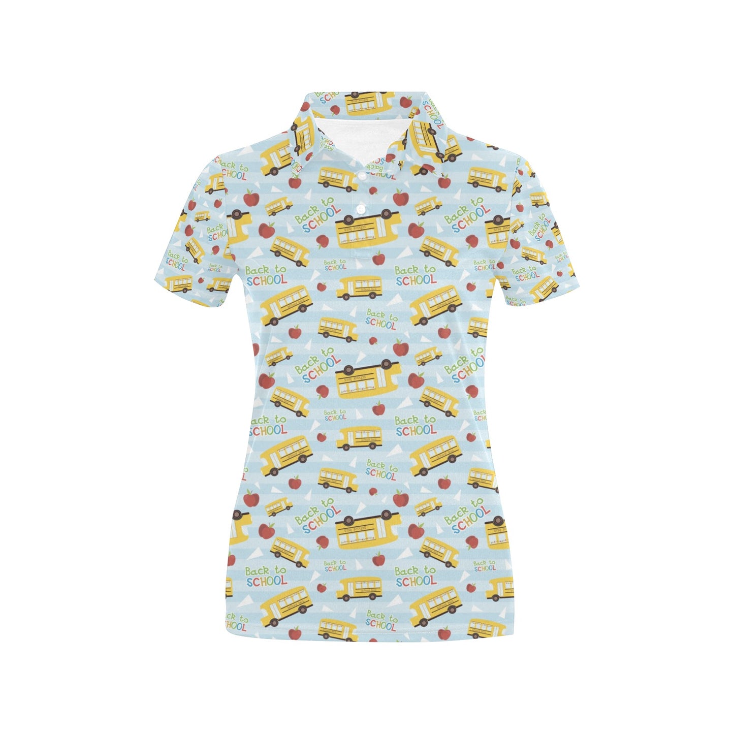 School Bus Back To School Print Design LKS303 Women's Polo Shirt