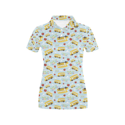 School Bus Back To School Print Design LKS303 Women's Polo Shirt