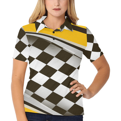Checkered Flag Racing Style Women's Polo Shirt