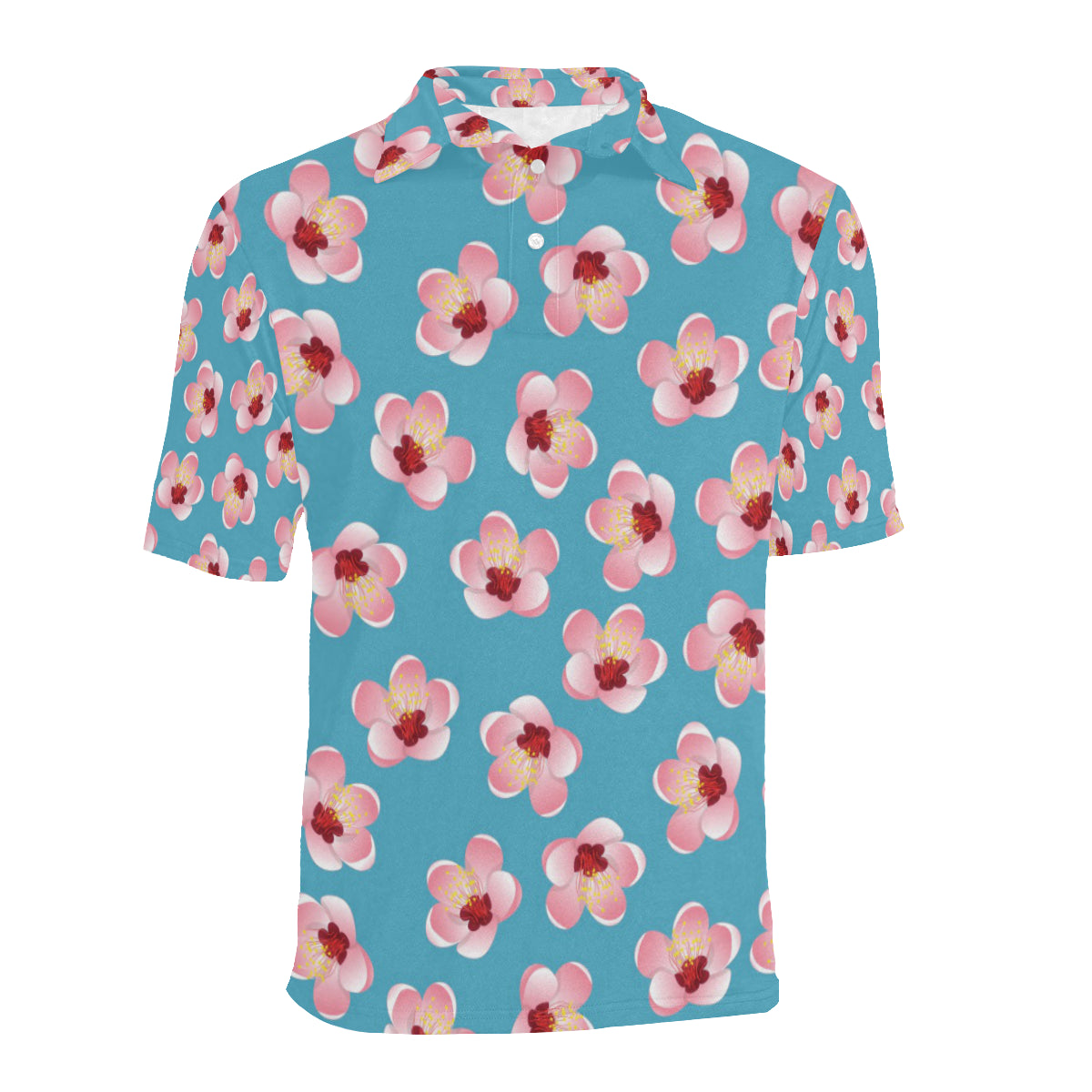 Cherry Blossom Pattern Print Design CB09 Men Polo Shirt
