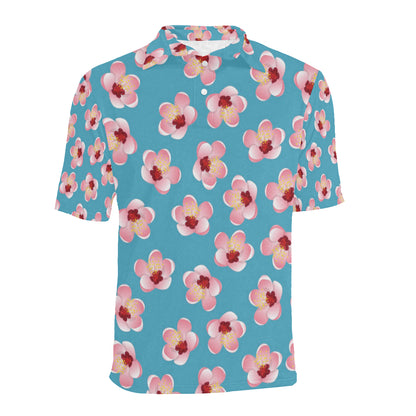 Cherry Blossom Pattern Print Design CB09 Men Polo Shirt