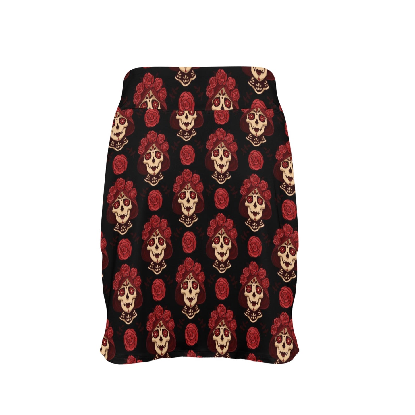 Day of the Dead Skull Girl Pattern 17" Golf & Pickleball Skort with Pockets