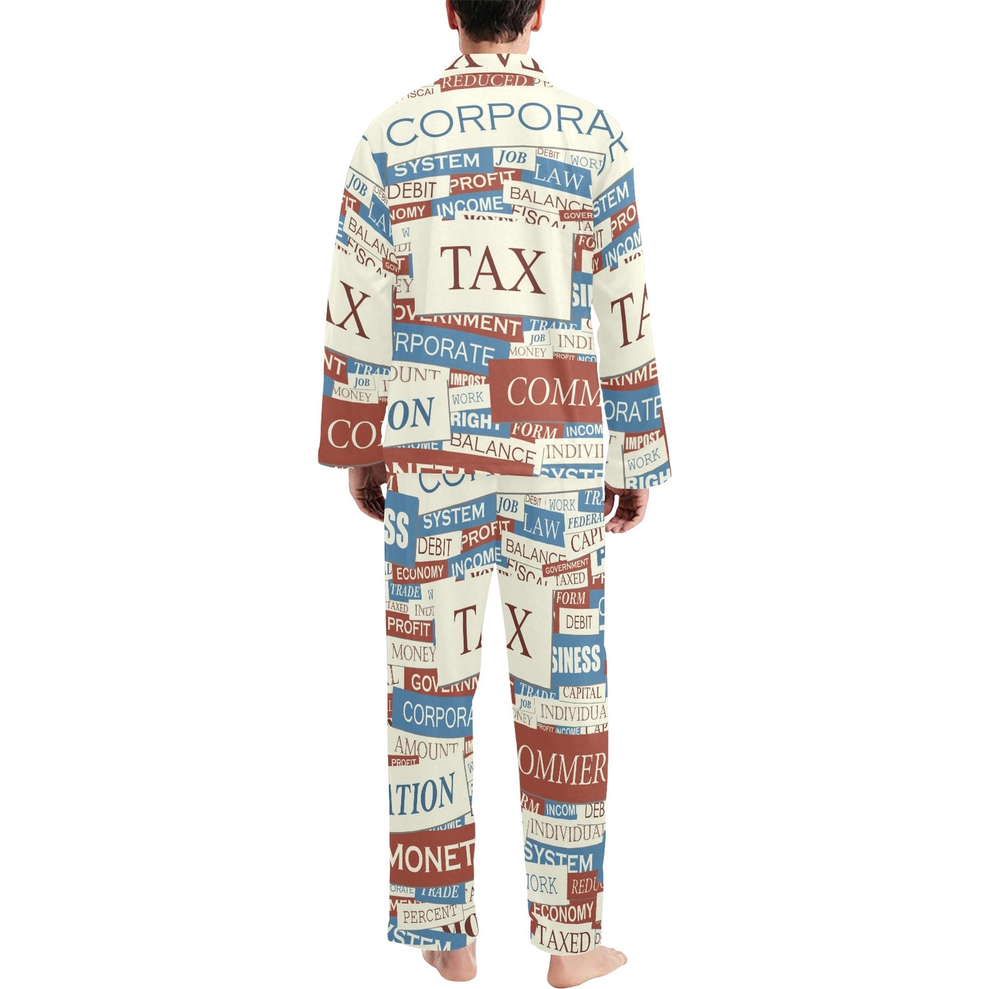 Accounting Financial Pattern Print Design 01 Men's Long Pajama Set