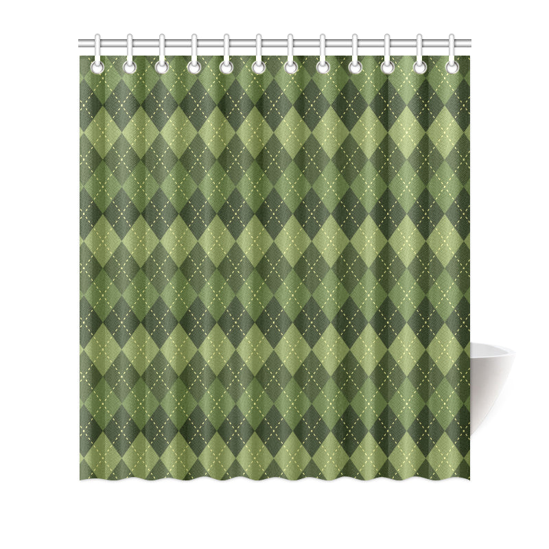 Argyle Green Pattern Print Design 01 Shower Curtain