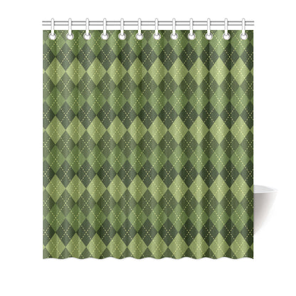 Argyle Green Pattern Print Design 01 Shower Curtain