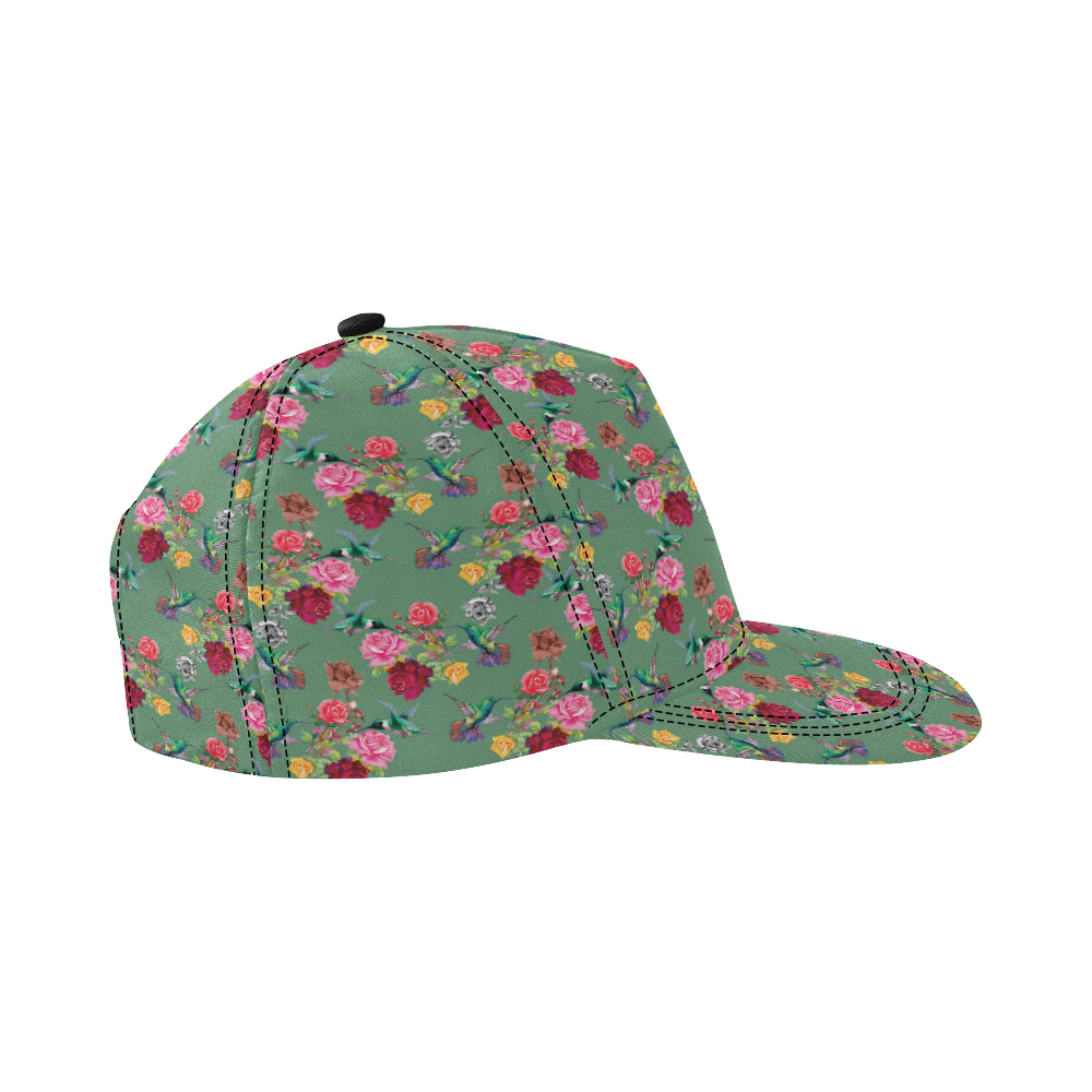 Hummingbird with Rose Themed Print Snapback Cap