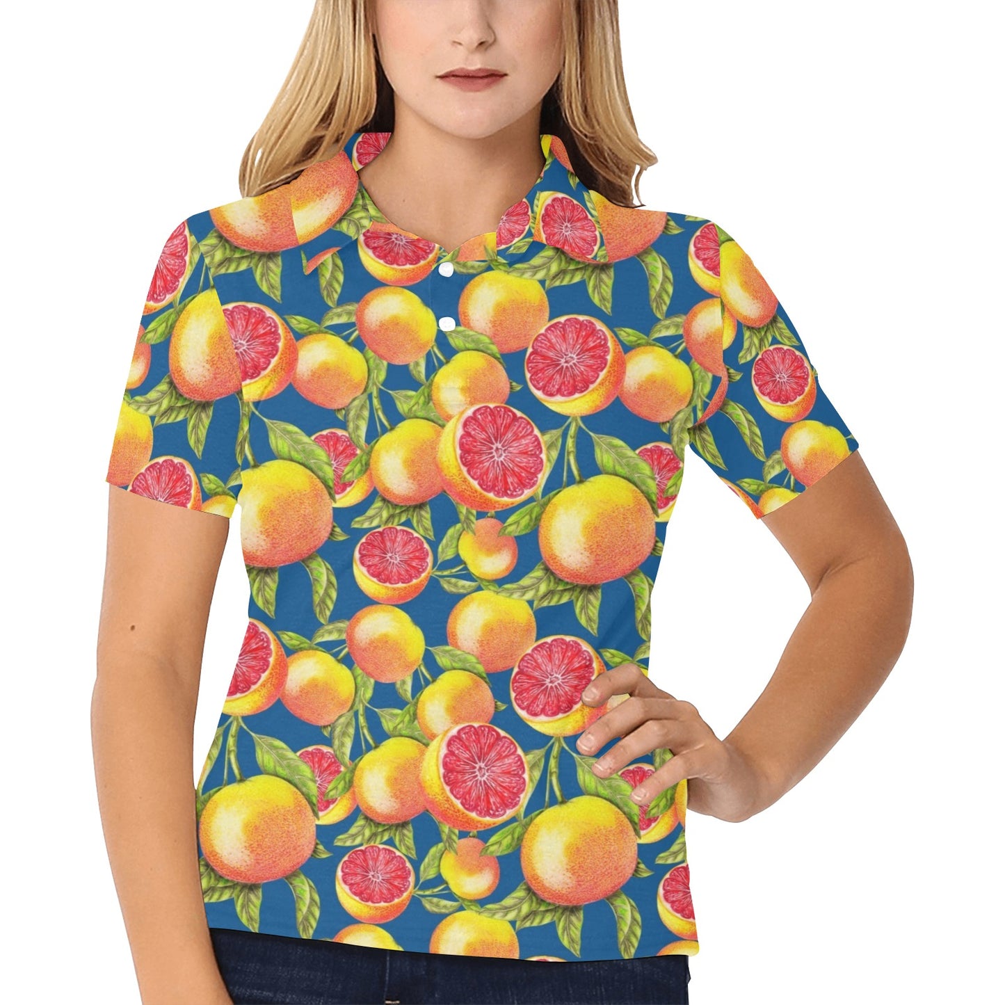 Grapefruit Pattern Print Design GF04 Women's Polo Shirt