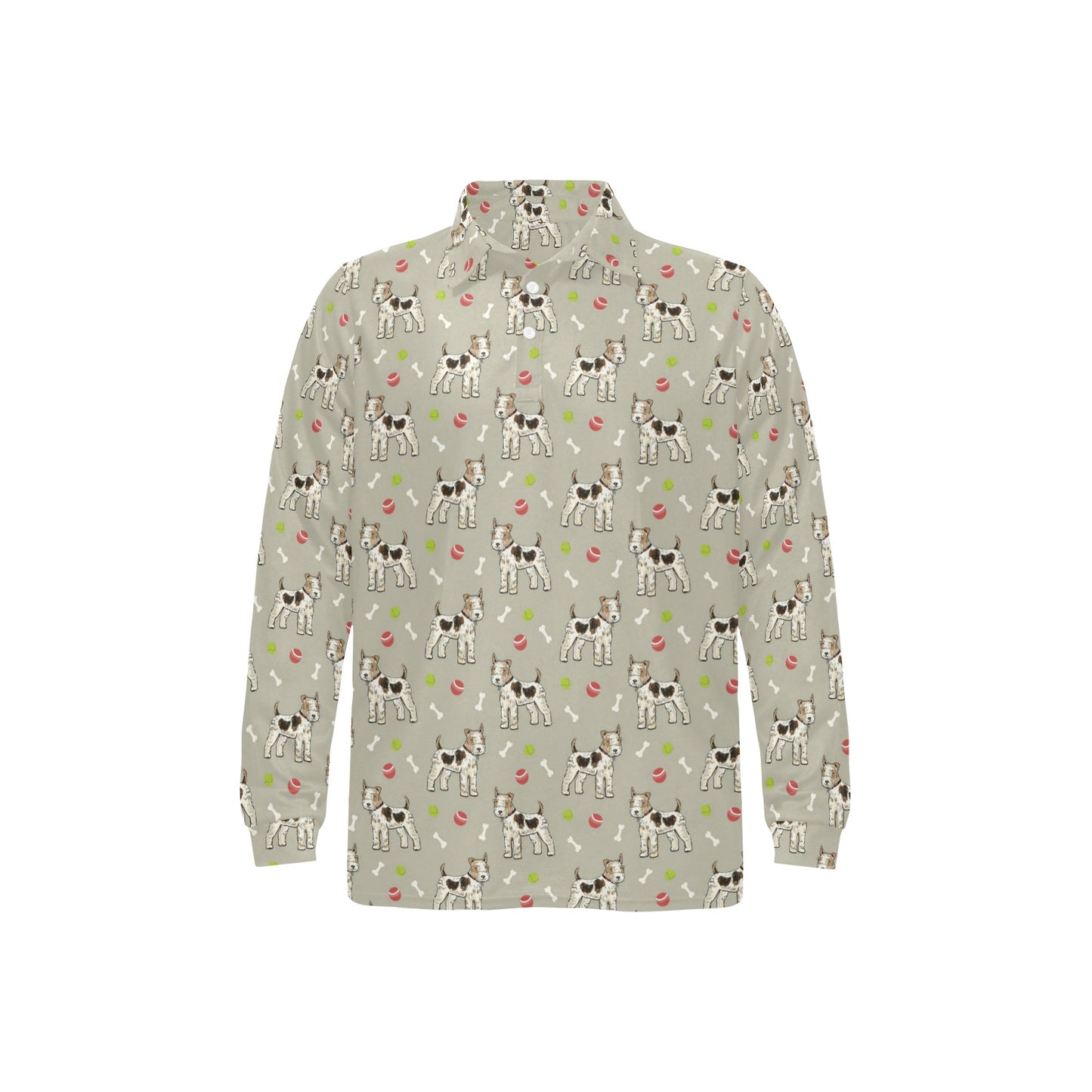 Toy Fox Terriers Print Design LKS301 Long Sleeve Polo Shirt For Men's