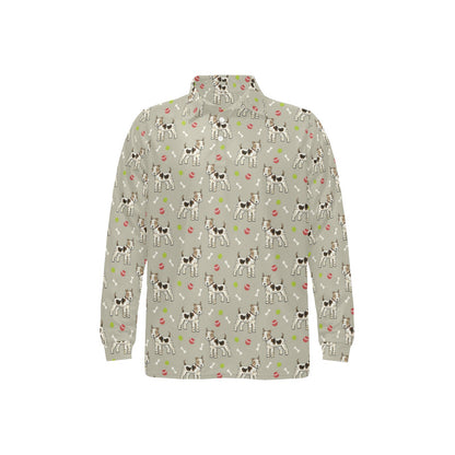 Toy Fox Terriers Print Design LKS301 Long Sleeve Polo Shirt For Men's