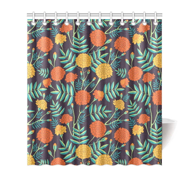 Marigold Pattern Print Design MR01 Shower Curtain
