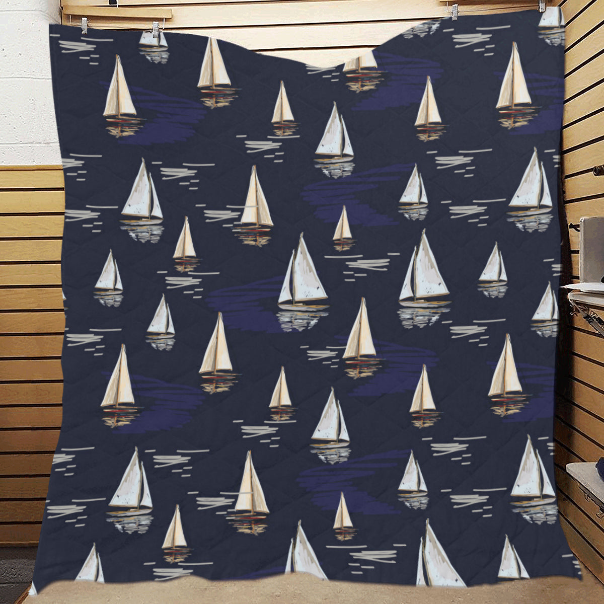 Sailing Ships Pattern Print Design A05 Premium Quilt