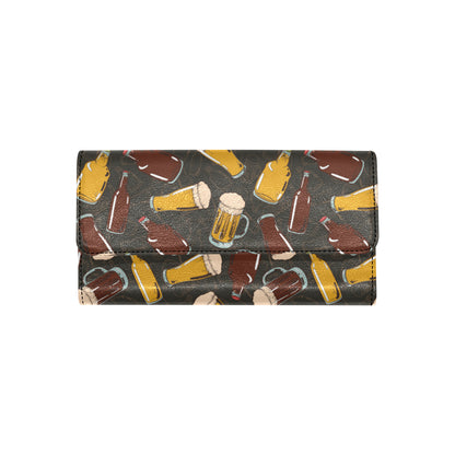 Beer Pattern Print Design 03 Women's Trifold Wallet