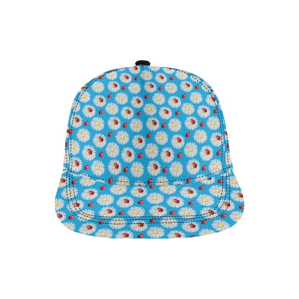 Ladybug with Daisy Themed Print Pattern Snapback Cap