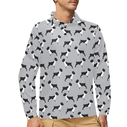 Boxers Pattern Print Design 01 Long Sleeve Polo Shirt For Men's