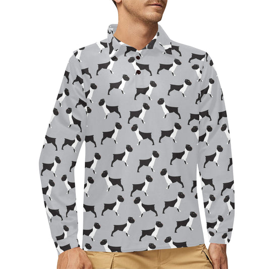 Boxers Pattern Print Design 01 Long Sleeve Polo Shirt For Men's