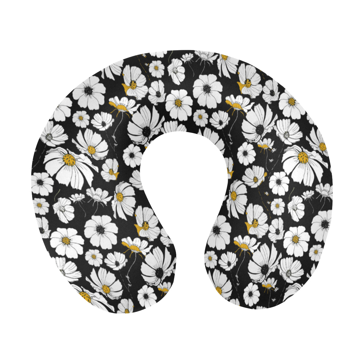 Daisy Pattern Print Design 02 U-Shaped Travel Neck Pillow