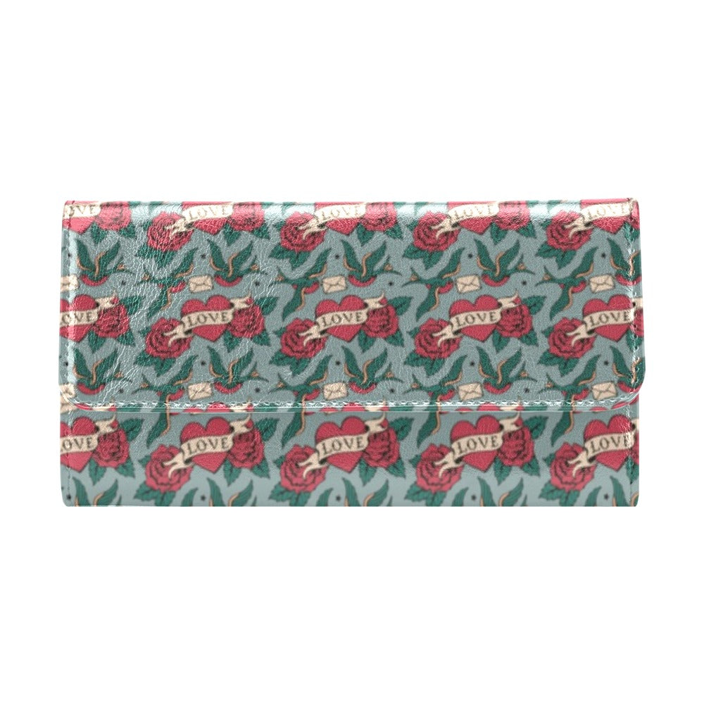 Tattoo Heart Print Design LKS301 Women's Trifold Wallet