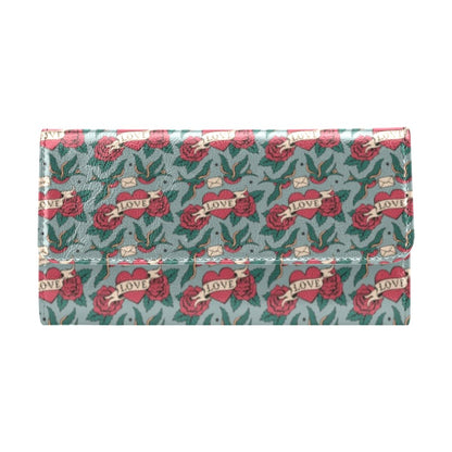 Tattoo Heart Print Design LKS301 Women's Trifold Wallet