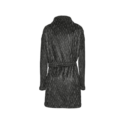 Snake Skin Black Print Women's Fleece Robe