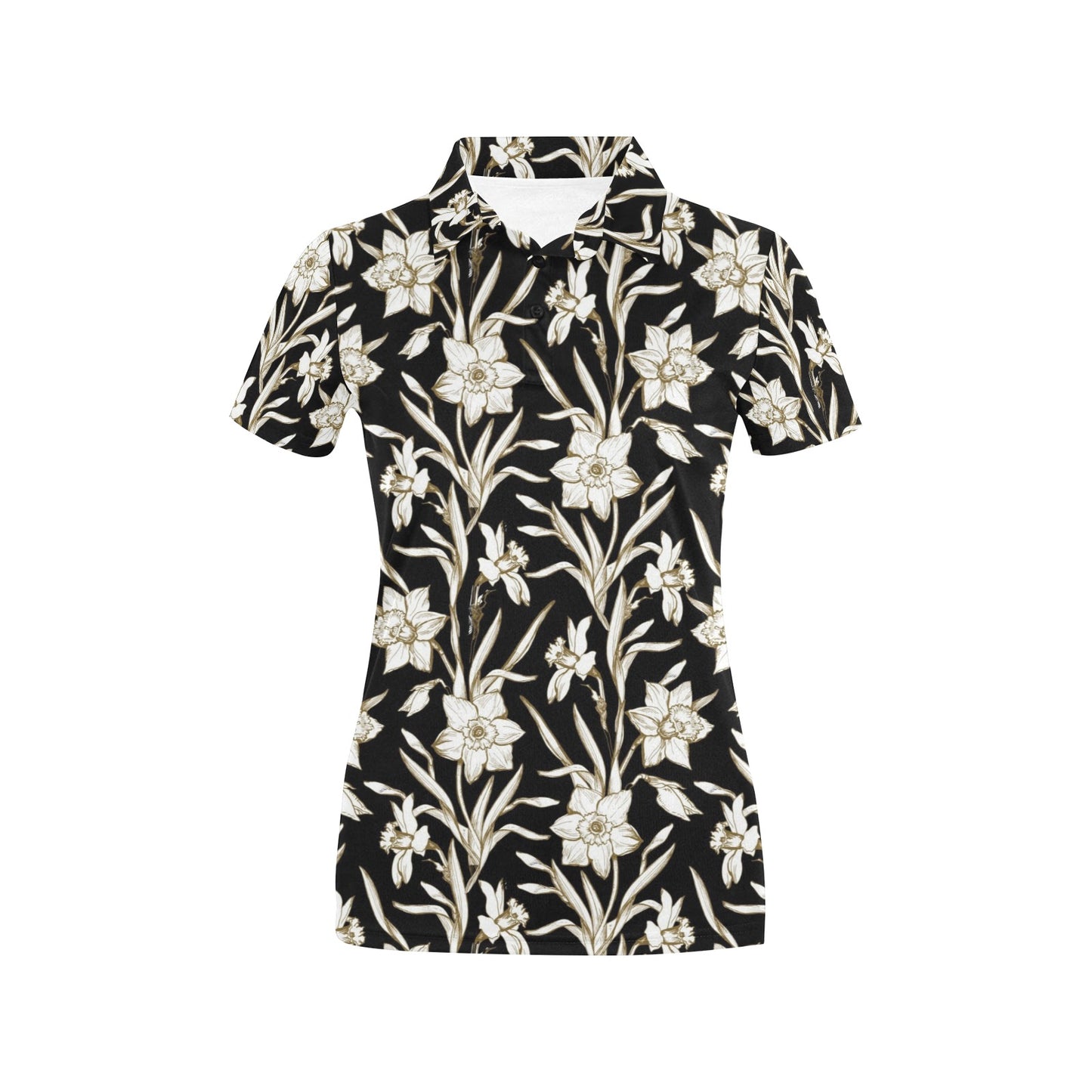 Daffodils Pattern Print Design DF06 Women's Polo Shirt