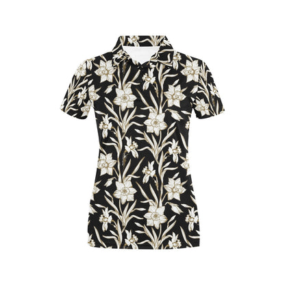 Daffodils Pattern Print Design DF06 Women's Polo Shirt