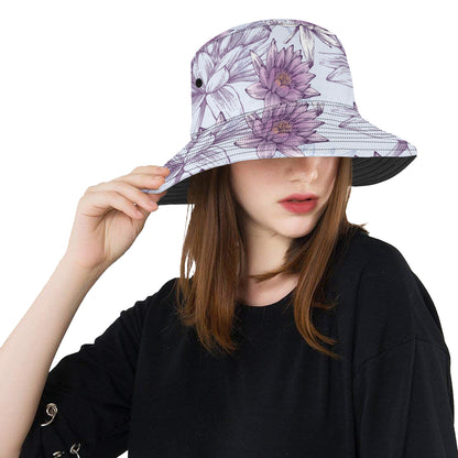 Water Lily Pattern Print Design WL01 Unisex Bucket Hat