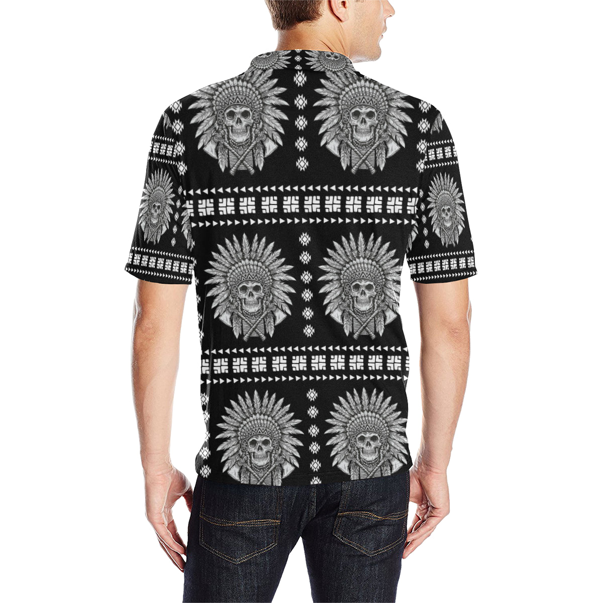 Native American Indian Skull Men Polo Shirt