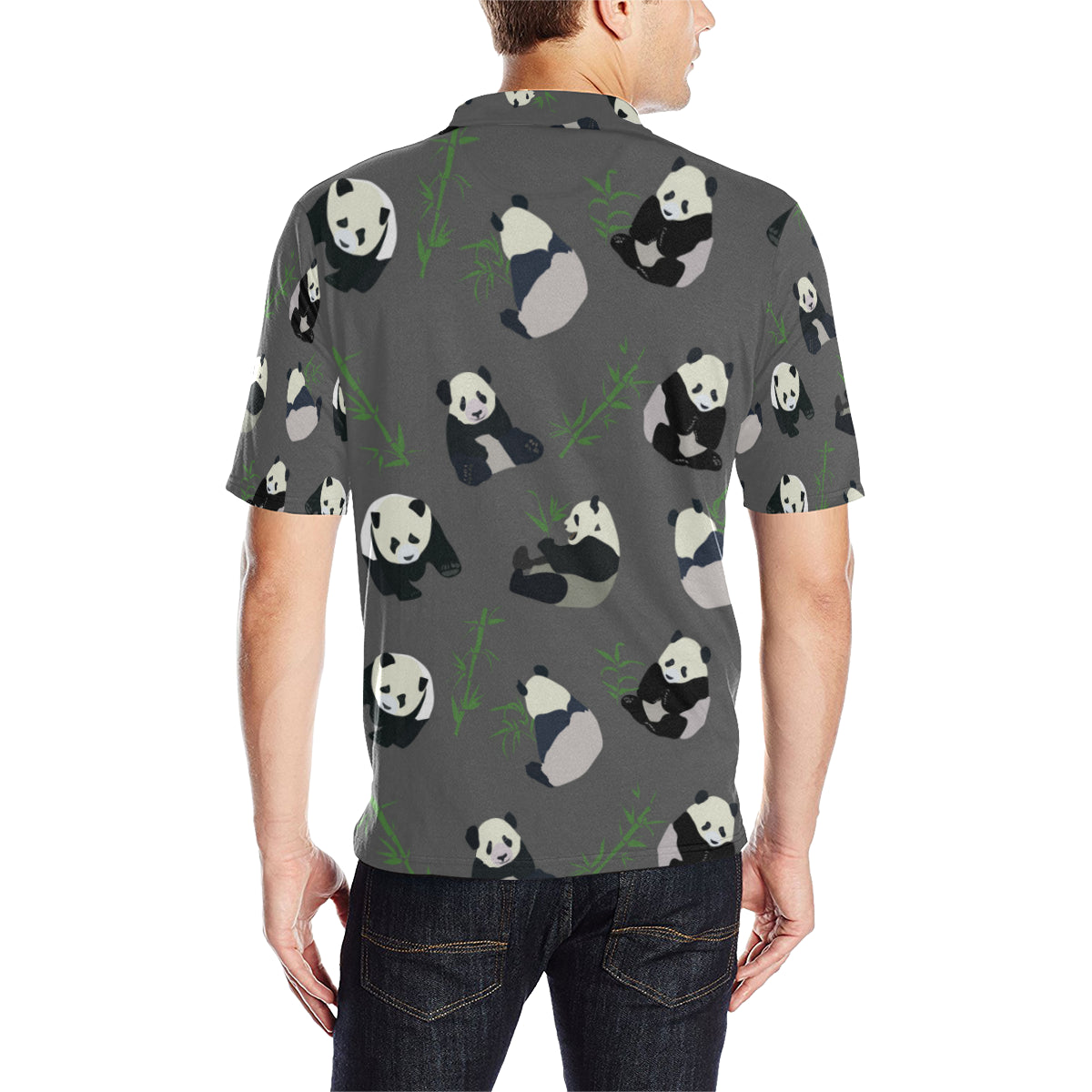 Panda Pattern Print Design A06 Men Polo Shirt