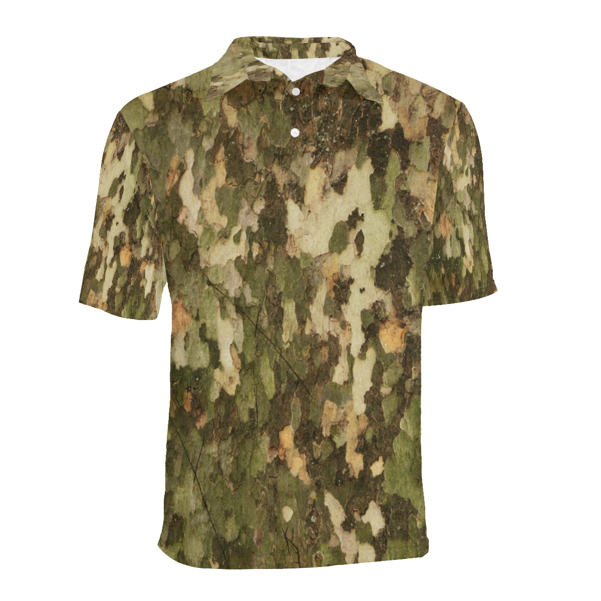 Camo Realistic Tree Texture Print Men Polo Shirt