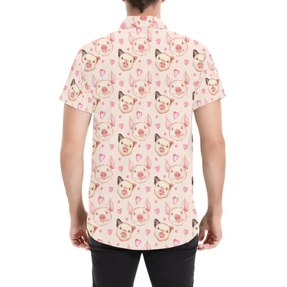 Pig Print Design LKS406 Men Short Sleeve Button Up Shirt