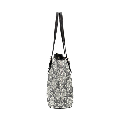 Damask Elegant Print Pattern Leather Tote Bag