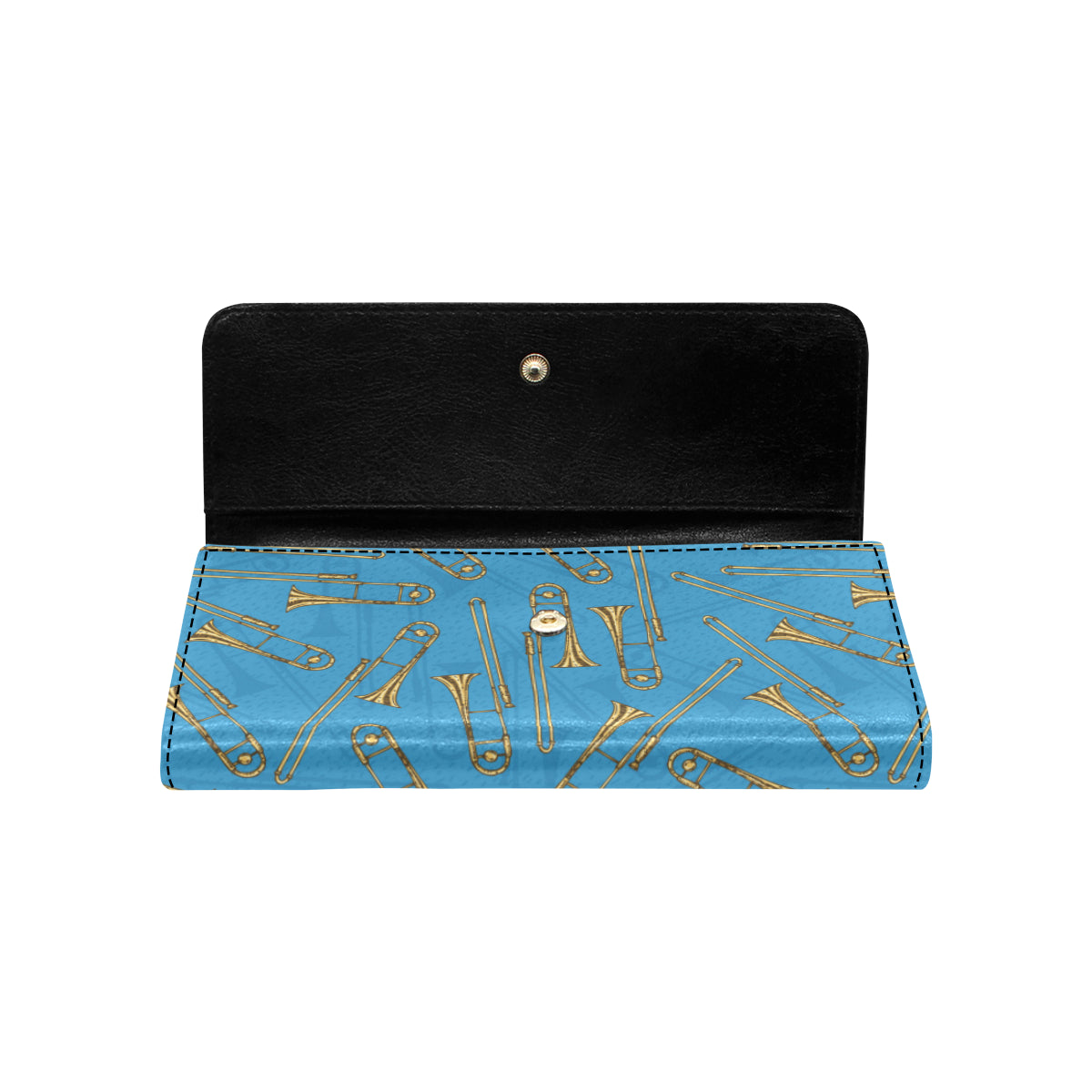Trombone Pattern Print Design 01 Women's Trifold Wallet