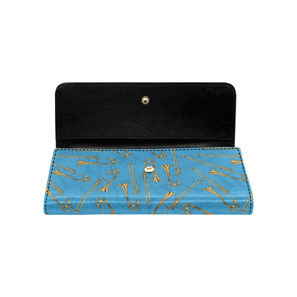 Trombone Pattern Print Design 01 Women's Trifold Wallet