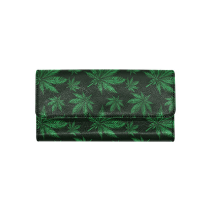 Pot Leaf Pattern Print Design A04 Women's Trifold Wallet