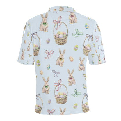 Rabbit Easter Eggs Pattern Print Design 03 Men Polo Shirt