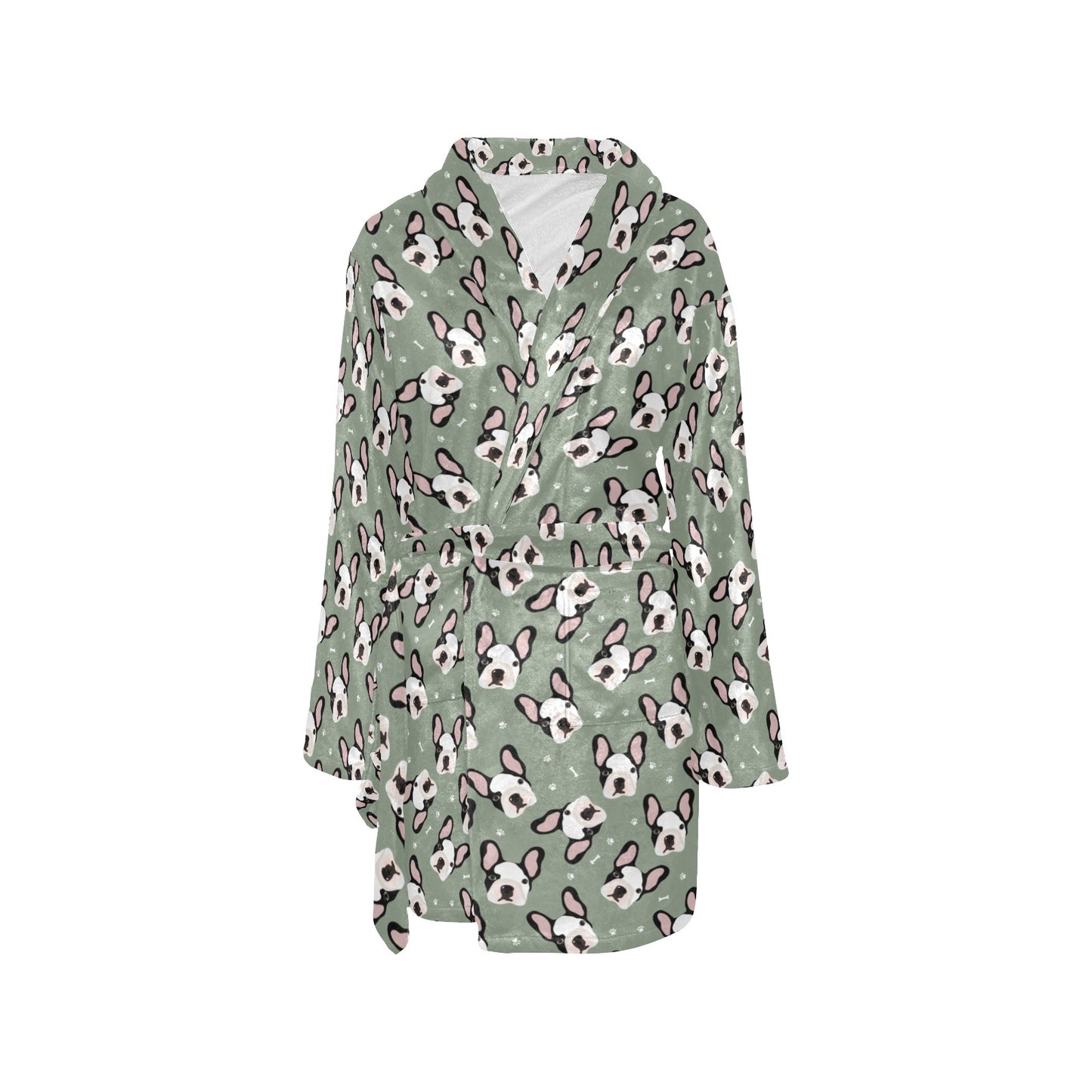 Boston Terrier Pattern Print Design 05 Women's Fleece Robe