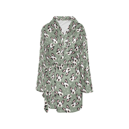 Boston Terrier Pattern Print Design 05 Women's Fleece Robe