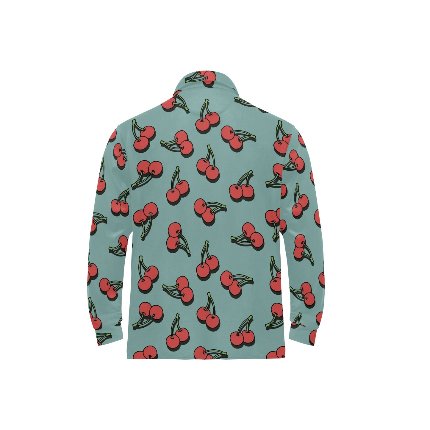 Cherry Pattern Print Design CH03 Long Sleeve Polo Shirt For Men's