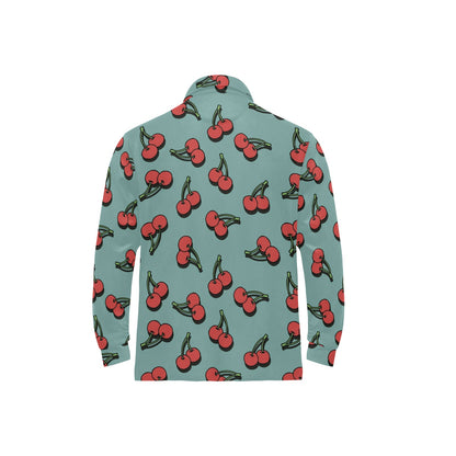 Cherry Pattern Print Design CH03 Long Sleeve Polo Shirt For Men's