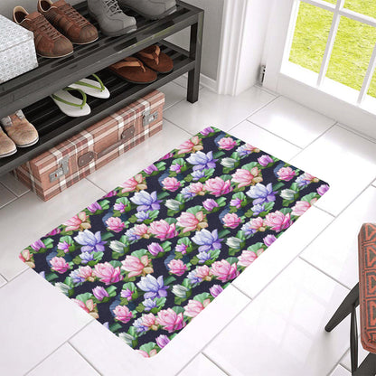 Lotus Flower Print Design Rubber Doormat