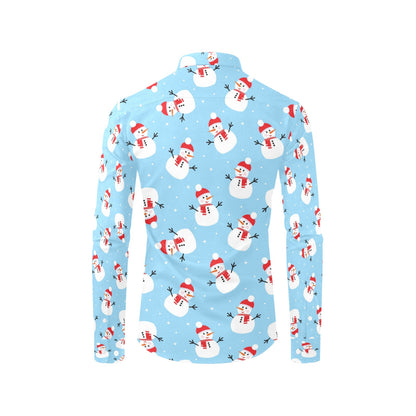 Snowman Print Design LKS305 Men's Long Sleeve Dress Shirt