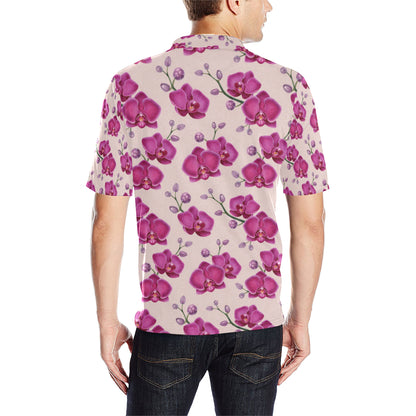 Orchid Purple Pattern Print Design OR04 Men Polo Shirt